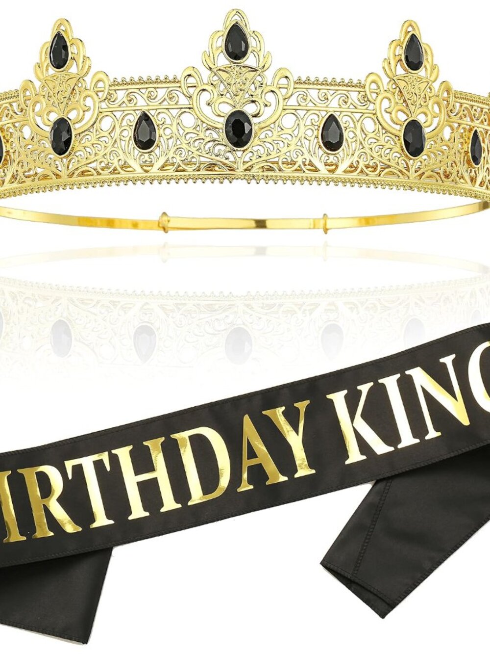NA King Crown and Birthday Sash, Prom Decoration Gifts for Men Gold-1
